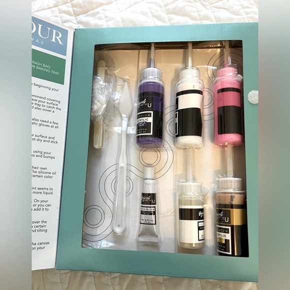 Premium Abstract Pour Paint Kit – Includes 2 Canvases & All Supplies, Unopened - Picture 4 of 9